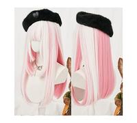 Wigs for Women Synthetic Cosplay Wig, Long Straight Hair Wig with Bangs, Silky Straight White Gradient Pink Girl Wig Heat Resistant Fiber Synthetic Wig for Party Cosplay Wig