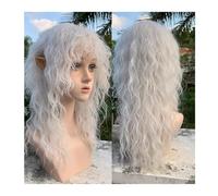 Wigs for Women Synthetic Hair Pure White Wig with Bangs Long Wavy Curly Wig Female Cosplay Lolita Girl White Wig with Bangs Soft Heat Resistant Wig for Daily Party Cosplay Use