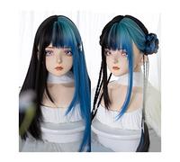 Wigs for Women Synthetic Long Straight Hair Wig with Bangs Irregular Coloring Straight Wig Natural Heat Resistant Synthetic Wig Cosplay Party Halloween Wig for Party Cosplay Wig