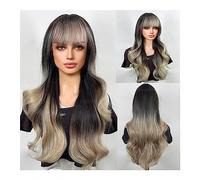 Wigs for Women Synthetic Wig Cosplay Party Heat Resistant Fake Hai Long Curly Wig for Women Afro Ombre Brown Blonde Ash Middle Part Wig for Daily Party Use(Color:LC007-1)