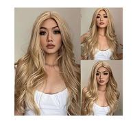 Wigs for Women TINY LANA Long Wavy Blonde Synthetic Wigs with Highlights Middle Part for Afro Women Cosplay Natural Hair Heat Resistant Fibre for Party Cosplay Wig