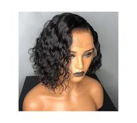 wigs for women Water Wave Lace Closure Wigs Human Hair for Women Hair Pre Plucked Pre Cut Curly Bob Wigs wig with bangs(8inches)