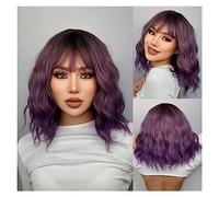Wigs for Women Wave Natural Heat Resistant Hair Ombre Blonde Short Bob Synthetic Wig for Women with Bangs White Gold Body Wig for Daily Party Use(Color:TB056-1)