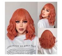 Wigs for Women Wave Natural Heat Resistant Hair Ombre Blonde Short Bob Synthetic Wig for Women with Bangs White Gold Body Wig for Daily Party Use(Color:TB056-9)