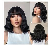 Wigs for Women Wave Natural Heat Resistant Hair Ombre Blonde Short Bob Synthetic Wig for Women with Bangs White Gold Body Wig for Daily Party Use(Color:TB056-8)
