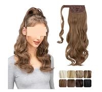 Wigs for Women Wavy Ponytail Hair Extension Curly Clip in Fake Wig Hairpiece Blonde Wrap Around Pigtail Women's Wig(01,22inches)