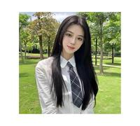 wigs for women Wig Long Hair High Temperature Silk Full Head Set Waist Length Black Medium Part Bangs wig with bangs
