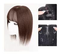 Wigs for Women Wig Piece Real Hair to Cover Gray Hair Thin Head of Hair Patch Piece Real Hair Fluffy Increase Hair Volume Fake Bangs Hair Wigs (Color : 06-(12-13)25CM-chestnut brown)