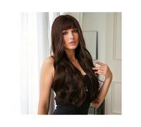 wigs for women Wig with Bangs Long Curly Hair Net Synthetic Fiber High Temperature Silk Matte Silk Wig wig with bangs(131-dark brown)