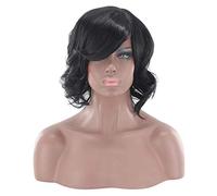 Wigs for Women Wig Women High Fiber Parting Brazilian Temp Wig Short Wavy Black Curly | Platform Competitor Black Temperature High Curly Short (, One Size)