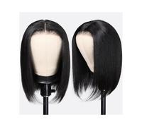 wigs for women Wigs Human Hair Pre Cut No Glue 6 * 4 Lace Closure Bone Straight Wigs Pre Plucked wig with bangs(14inches)