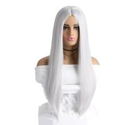 Wigs for Women Women's Long Straight Middle Part Synthetic Hair Wigs No bangs Cosplay Halloween Costume Party Hair Wig for Women 57 cm for Daily Party Cosplay Use(White)