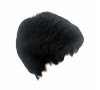 Wigs for women's Black Fiber High Temperature African False Head Cover Curly Human Hair Wig Glueless Lace Front (Black, One Size)