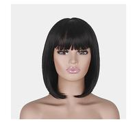Wigs Girls Short Straight Bangs Black Bobo Wigs Women Hair Lace Chemical Fiber Fashion Young Wig