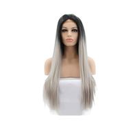 Wigs Grey Wig for Women Ombre Silver Wig Long Straight Wig Gray Synthetic Wig for Daily Cosplay Halloween Party Wigs for Men Concert