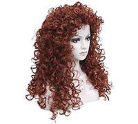 Wigs Hair Nature Handmade European and Fashion Ms. Long Curly Hair Wig Natural-Looking Wig (Claret)