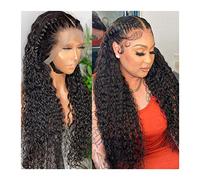 Wigs HD Deep Wave 13x4 13x6 Lace Front Human Hair Wig Brazilian Remy Hair Transparent Glueless 360 Lace Front Wig with Baby Hair Natural Wave Curly Wig Wig(13X6 HD Lace Wig,26inches)