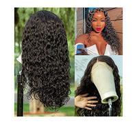 Wigs HD Transparent Lace Wigs Indian Human Hair 13x4 Water Wave Lace Front Human Hair Wigs for Women 180% Long Deep Curly Remy Hair 4x4 Lace Closure Wig Women Wig (Color : 4x4 HD Lace Wig, Size : 22