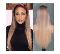 Wigs Heat Resistant Ombre Brown Blonde 13x4 Lace Front Synthetic Wig Glueless Long Straight 3 Tone Colored Lace Front Wig for Women Women Wig