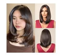 Wigs High Temperature Daily Cosplay Use Short Pixie Cut Wigs Dark Brown Natural Hair Layered Straight Synthetic Wig for Black Women Women Wig(Wig LC1080-2)