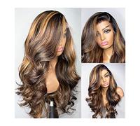 Wigs Highlight Body Wave 13X6 Lace Front Wigs 150% Human Hair Ombre 13X4 Lace Frontal Wigs for Women, 8-32" HD Transparent Lace Wig with Pre Plucked Hairline Women Wig (Color : 13X4 lace wig 150%, S