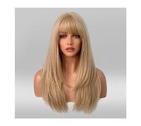Wigs Human Hair Blonde Synthetic Wigs with Bangs for Woman Long Body Wave Hair Cosplay Lolita Party Natural Heat Resistant Wigs Fiber Daily Hair Wigs for Women