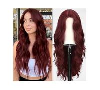 Wigs Human Hair Fashion Wig Long Curly Hair Synthetic Fiber High Temperature Silk Full Head Cover Wigs for Women(103f-wine red)