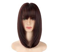 Wigs Human Hair Fashionable Air Bangs Wig, Women's Shoulder-length Clavicle Short Hair, Simulated Synthetic Wig Human Hair Braiding Hair(A)