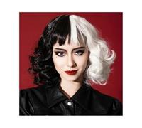 Wigs Human Hair Festive Synthetic Wig Half Black Half White Short Roll High Temperature Silk Headpiece Wigs for Women