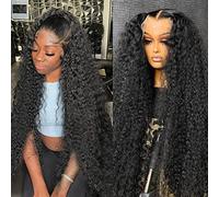 Wigs Human Hair Lace Front Wigs Deep Curly Wave Lace Front Human Hair Wigs Brazilian Remy Hair 180% Density Long Curly Wave Transparent Lace Front Wig Women Wig (Color : 13X4 Lace Wig 180density, Si