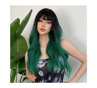 Wigs Human Hair Long Curly Wavy Forest Green Alpine Synthetic Wigs With Bangs Cosplay For Women Afro Wave Party Halloween Hair Wigs for Women