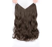 Wigs Human Hair One-piece Wig Piece Big Wave U-shaped Curls Fluffy Hair Volume Wig Girls Long Hair No Trace Hair Extension Piece Human Hair Braiding Hair,Light brown-60CM/23.6 inches