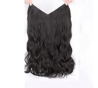 Wigs Human Hair One-piece Wig Piece Big Wave U-shaped Curls Fluffy Hair Volume Wig Girls Long Hair No Trace Hair Extension Piece Human Hair Braiding Hair,Black-60CM/23.6 inches