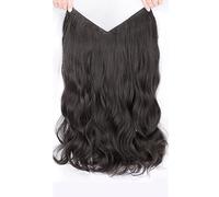 Wigs Human Hair One-piece Wig Piece Big Wave U-shaped Curls Fluffy Hair Volume Wig Girls Long Hair No Trace Hair Extension Piece Human Hair Braiding Hair,Brown-black-60CM/23.6 inches