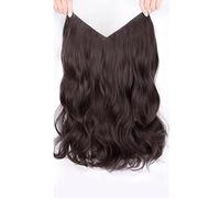 Wigs Human Hair One-piece Wig Piece Big Wave U-shaped Curls Fluffy Hair Volume Wig Girls Long Hair No Trace Hair Extension Piece Human Hair Braiding Hair,Dark brown-60CM/23.6 inches
