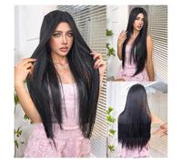 Wigs Human Hair Pure desire style mid-length wig female long hair black long straight hair atmosphere feeling no bangs fluffy age-reducing full head cover Wigs