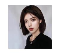 Wigs Human Hair Short Hair Fashion Shoulder-length Synthetic Fiber High Temperature Silk Woven Full Head Cover Wigs for Women(740-dark brown)