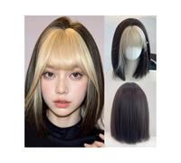 Wigs Human Hair Short Straight Bob Black Wig Blonde Bangs Synthetic Women Fluffy Heat Resistant Wig Wigs for Women