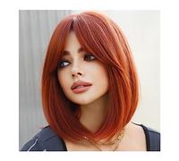 Wigs Human Hair Short Straight Red Brown Wig for Women Daily Party Synthetic Middle Part Blonde Bob Wig Heat Resistant Fiber Lolita Cosplay Wigs for Women