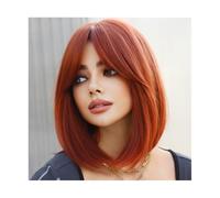 Wigs Human Hair, Short Straight Red Brown Wig for Women Daily Party Synthetic Middle Part Blonde Bob Wig Heat Resistant Fiber Lolita Cosplay