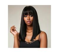 Wigs Human Hair Wig Medium Long Hair Black Chemical Fiber High Temperature Silk Mechanism Head Cover Wigs for Women