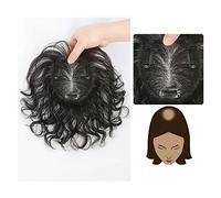 Wigs Human Hair Wig Piece Women's Head Hair Replacement Mom Cover White Hair Fluffy Increase The Amount of Real Hair Real Hair Hair Piece Human Hair Braiding Hair(03-(9x9)15CM black)