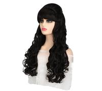 Wigs Human Hair Wig With Hood, Women's Wavy Long Curly Hair, Fashionable Chemical Fiber Full Wig, Synthetic Wig Human Hair Braiding Hair(B)