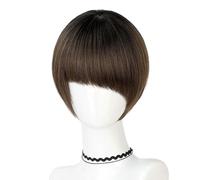 Wigs Human Hair Wig Women's Fashion Gradient Color Oblique Bangs Wig Simulation Natural Lifelike Short Straight Hair High Temperature Synthetic Wig Pelucas De Mujer Pelo Humano