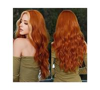 Wigs Human Hair Wigs Bright Orange Long Wavy Women Wig Natural Synthetic Wigs with Bangs for Black Women Daily Party Cosplay Wigs for Women