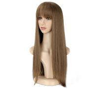 Wigs Human Hair Wigs Women's Long Hair Black Long Straight Wigs Natural Air Bangs Realistic Wigs Fashion Wigs Human Hair Braiding Hair(A)