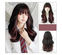 Wigs Human Hair Women's Long Ombre Red Wig, Wavy Curl Wig Women's Full Bangs Synthetic Wig 22 Inch, Suitable For Daily Party And Cosplay Cosplay Pelucas De Mujer Pelo Humano