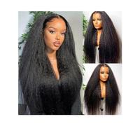 Wigs Kinky Straight Human Hair Lace Wig for Black Women, 13X4 Transparent Lace Front Wig Brazilian Remy Hair Yaki Straight Lace Front Wigs with Baby Hair Lace Wig(180 density,28inches)