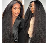 Wigs Kinky Straight Lace Wig Human Hair Ready To Wear 13x4/13x6 HD Lace Front Human Hair Wigs Yaki Frontal 5x5 Lace Closure Wigs Lace Wig(5x5 HD Lace Wig,20inches)