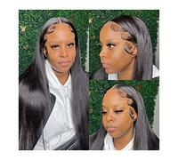 Wigs Lace Front Human Hair Wig Pre Plucked Bone Straight Brazilian Hair Lace Wigs 150% Density Straight Transparent Lace Front Remy Hair Wig for Women Women Wig (Color : 13x6 Lace Wig 150density, Si